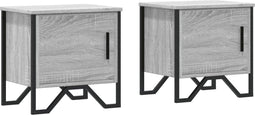 vidaXL - Nachtkastjes - 2 - st - 40x30x40 - cm - bewerkt - hout - grijs - sonoma - eiken