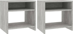 vidaXL - Nachtkastjes - 2 - st - 40x30x40 - cm - bewerkt - hout - betongrijs