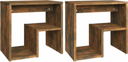 vidaXL - Nachtkastjes - 2 - st - 40x30x40 - cm - bewerkt - hout - gerookt - eikenkleurig