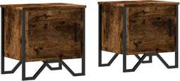 vidaXL - Nachtkastjes - 2 - st - 40x30x40 - cm - bewerkt - hout - gerookt - eikenkleurig
