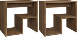 vidaXL - Nachtkastjes - 2 - st - 40x30x40 - cm - bewerkt - hout - bruin - eikenkleur