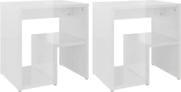 vidaXL - Nachtkastjes - 2 - st - 40x30x40 - cm - bewerkt - hout - hoogglans - wit