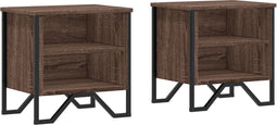 vidaXL - Nachtkastjes - 2 - st - 40x30x40 - cm - bewerkt - hout - bruin - eikenkleurig
