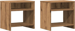 vidaXL - Nachtkastjes - 2 - st - 40x30x40 - cm - bewerkt - hout - artisanaal - eiken