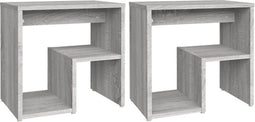 vidaXL - Nachtkastjes - 2 - st - 40x30x40 - cm - bewerkt - hout - grijs - sonoma - eiken