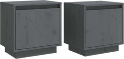 vidaXL - Nachtkastjes - 2 - st - 40x30x40 - cm - massief - grenenhout - grijs