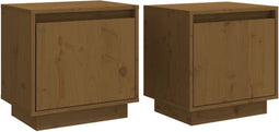 vidaXL - Nachtkastjes - 2 - st - 40x30x40 - cm - massief - grenenhout - honingbruin