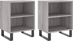 vidaXL - Nachtkastjes - 2 - st - 40x30x50 - cm - bewerkt - hout - grijs - sonoma - eiken