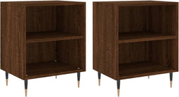 vidaXL - Nachtkastjes - 2 - st - 40x30x50 - cm - bewerkt - hout - bruin - eikenkleur