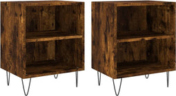 vidaXL - Nachtkastjes - 2 - st - 40x30x50 - cm - bewerkt - hout - gerookt - eikenkleurig