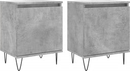 vidaXL - Nachtkastjes - 2 - st - 40x30x50 - cm - bewerkt - hout - betongrijs