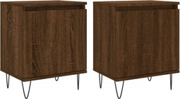 vidaXL - Nachtkastjes - 2 - st - 40x30x50 - cm - bewerkt - hout - bruin - eikenkleur