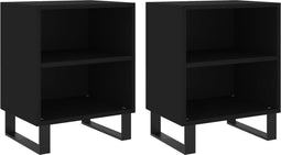 vidaXL - Nachtkastjes - 2 - st - 40x30x50 - cm - bewerkt - hout - zwart