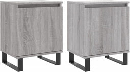 vidaXL - Nachtkastjes - 2 - st - 40x30x50 - cm - bewerkt - hout - grijs - sonoma - eiken