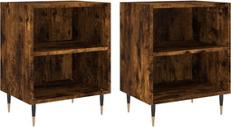 vidaXL - Nachtkastjes - 2 - st - 40x30x50 - cm - bewerkt - hout - gerookt - eikenkleurig