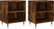 vidaXL - Nachtkastjes - 2 - st - 40x30x50 - cm - bewerkt - hout - gerookt - eikenkleurig