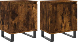 vidaXL - Nachtkastjes - 2 - st - 40x30x50 - cm - bewerkt - hout - gerookt - eikenkleurig