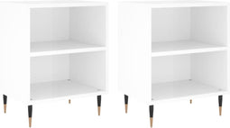 vidaXL - Nachtkastjes - 2 - st - 40x30x50 - cm - bewerkt - hout - hoogglans - wit
