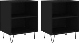 vidaXL - Nachtkastjes - 2 - st - 40x30x50 - cm - bewerkt - hout - zwart