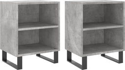 vidaXL - Nachtkastjes - 2 - st - 40x30x50 - cm - bewerkt - hout - betongrijs