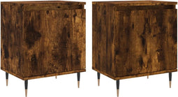 vidaXL - Nachtkastjes - 2 - st - 40x30x50 - cm - bewerkt - hout - gerookt - eikenkleurig