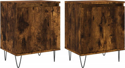 vidaXL - Nachtkastjes - 2 - st - 40x30x50 - cm - bewerkt - hout - gerookt - eikenkleurig