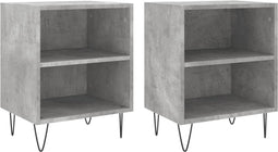 vidaXL - Nachtkastjes - 2 - st - 40x30x50 - cm - bewerkt - hout - betongrijs