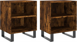 vidaXL - Nachtkastjes - 2 - st - 40x30x50 - cm - bewerkt - hout - gerookt - eikenkleurig