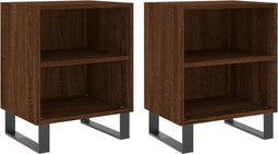 vidaXL - Nachtkastjes - 2 - st - 40x30x50 - cm - bewerkt - hout - bruin - eikenkleur