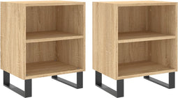 vidaXL - Nachtkastjes - 2 - st - 40x30x50 - cm - bewerkt - hout - sonoma - eikenkleurig