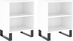 vidaXL - Nachtkastjes - 2 - st - 40x30x50 - cm - bewerkt - hout - hoogglans - wit