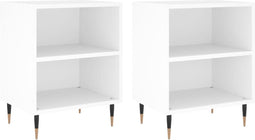 vidaXL - Nachtkastjes - 2 - st - 40x30x50 - cm - bewerkt - hout - wit
