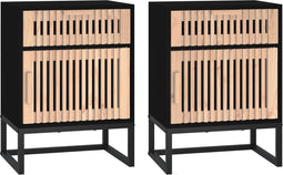vidaXL - Nachtkastjes - 2 - st - 40x30x55,5 - cm - bewerkt - hout - en - ijzer - zwart