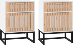 vidaXL - Nachtkastjes - 2 - st - 40x30x55,5 - cm - bewerkt - hout - en - ijzer - wit