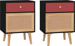 vidaXL - Nachtkastjes - 2 - st - 40x30x55 - cm - bewerkt - hout - zwart