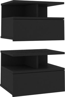 vidaXL - Nachtkastjes - 2 - st - 40x31x27 - cm - bewerkt - hout - zwart