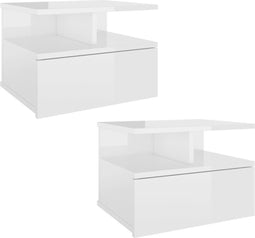 vidaXL - Nachtkastjes - 2 - st - 40x31x27cm - bewerkt - hout - hoogglans - wit