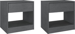 vidaXL - Nachtkastjes - 2 - st - 40x31x40 - cm - massief - grenenhout - grijs
