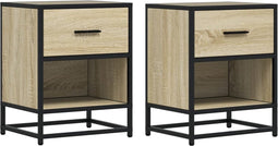 vidaXL - Nachtkastjes - 2 - st - 40x31x50 - cm - bewerkt - hout - sonoma - eikenkleurig