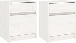 vidaXL - Nachtkastjes - 2 - st - 40x31x50 - cm - massief - grenenhout - wit