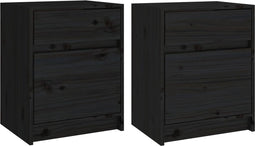 vidaXL - Nachtkastjes - 2 - st - 40x31x50 - cm - massief - grenenhout - zwart