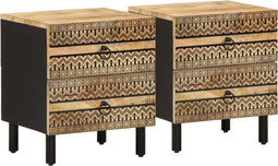 vidaXL - Nachtkastjes - 2 - st - 40x33,5x46 - cm - massief - ruw - mangohout - zwart