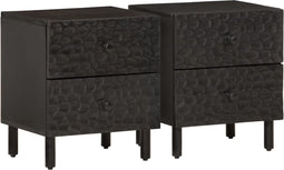 vidaXL - Nachtkastjes - 2 - st - 40x33x46 - cm - massief - mangohout - zwart