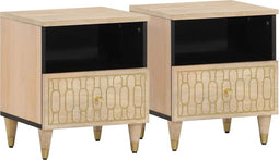 vidaXL - Nachtkastjes - 2 - st - 40x33x46 - cm - massief - mangohout