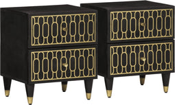 vidaXL - Nachtkastjes - 2 - st - 40x33x46 - cm - massief - mangohout