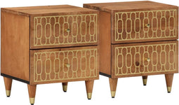 vidaXL - Nachtkastjes - 2 - st - 40x33x46 - cm - massief - mangohout