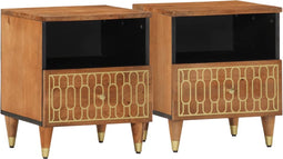 vidaXL - Nachtkastjes - 2 - st - 40x33x46 - cm - massief - mangohout