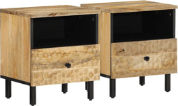 vidaXL - Nachtkastjes - 2 - st - 40x33x46 - cm - massief - mangohout