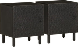 vidaXL - Nachtkastjes - 2 - st - 40x33x46 - cm - massief - mangohout - zwart
