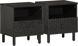 vidaXL - Nachtkastjes - 2 - st - 40x33x46 - cm - massief - mangohout - zwart
